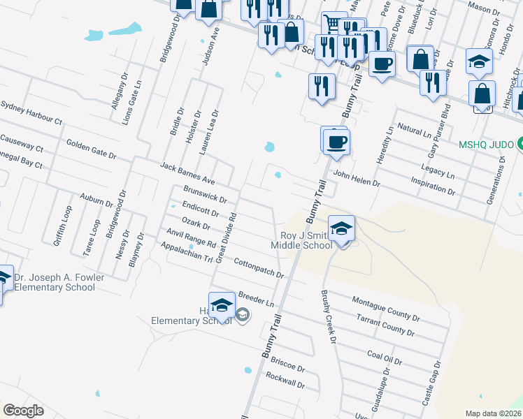 map of restaurants, bars, coffee shops, grocery stores, and more near 5813 Taffinder Lane in Killeen