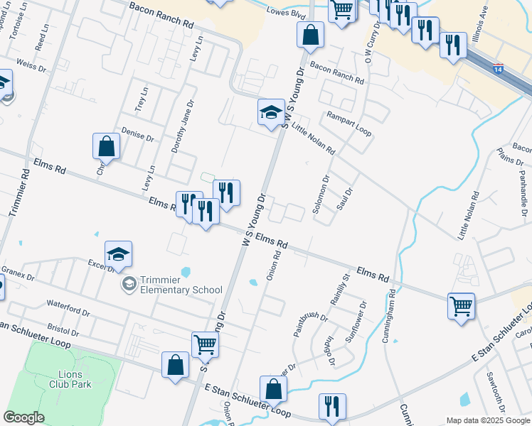 map of restaurants, bars, coffee shops, grocery stores, and more near 3604 South West South Young Drive in Killeen