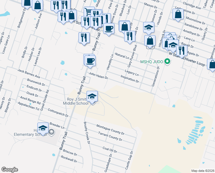 map of restaurants, bars, coffee shops, grocery stores, and more near 5510 Settlers Court in Killeen