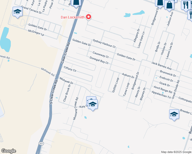 map of restaurants, bars, coffee shops, grocery stores, and more near 6507 Temora Loop in Killeen