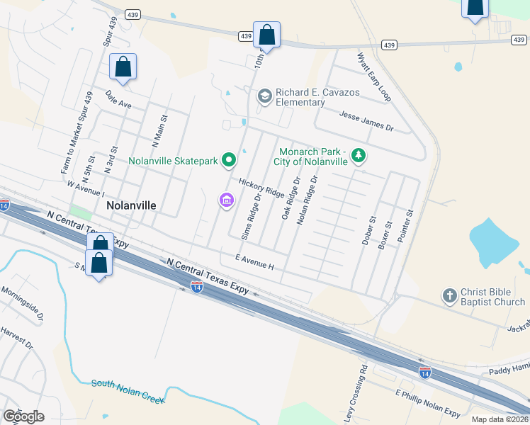 map of restaurants, bars, coffee shops, grocery stores, and more near 217 Timber Ridge Drive in Nolanville