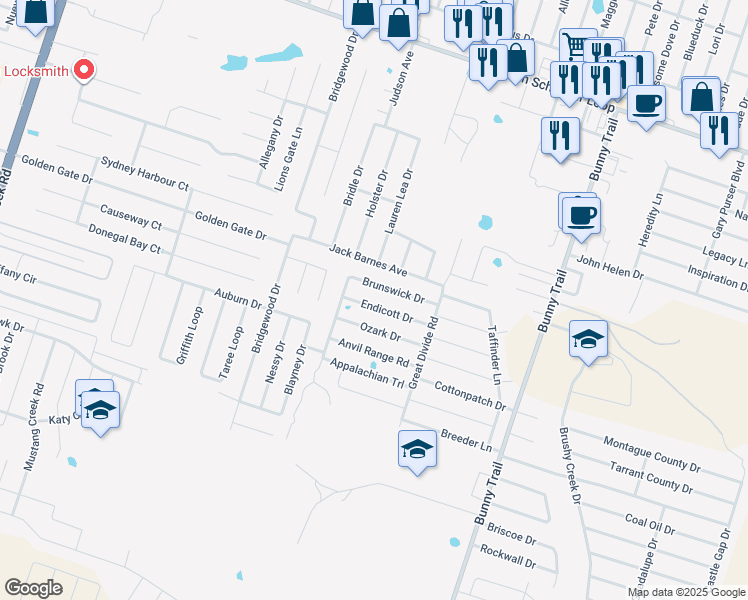 map of restaurants, bars, coffee shops, grocery stores, and more near 3901 Endicott Drive in Killeen
