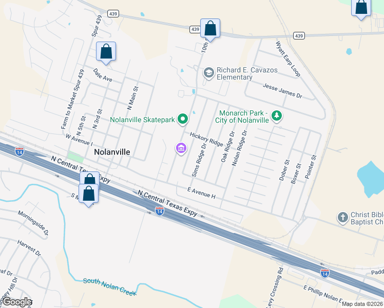 map of restaurants, bars, coffee shops, grocery stores, and more near 212 Cedar Ridge Drive in Nolanville