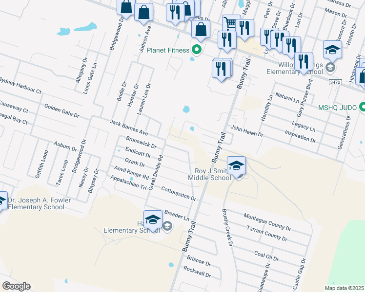 map of restaurants, bars, coffee shops, grocery stores, and more near 5813 Taffinder Lane in Killeen
