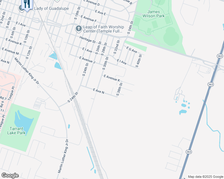 map of restaurants, bars, coffee shops, grocery stores, and more near 1222 Honor Lane in Temple