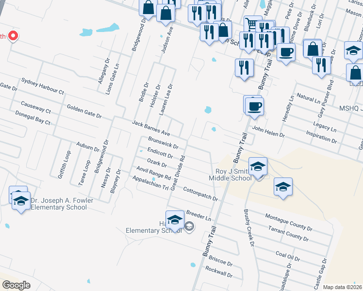 map of restaurants, bars, coffee shops, grocery stores, and more near 5800 Taffinder Lane in Killeen