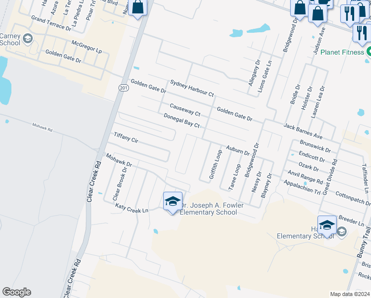map of restaurants, bars, coffee shops, grocery stores, and more near 6507 Temora Loop in Killeen