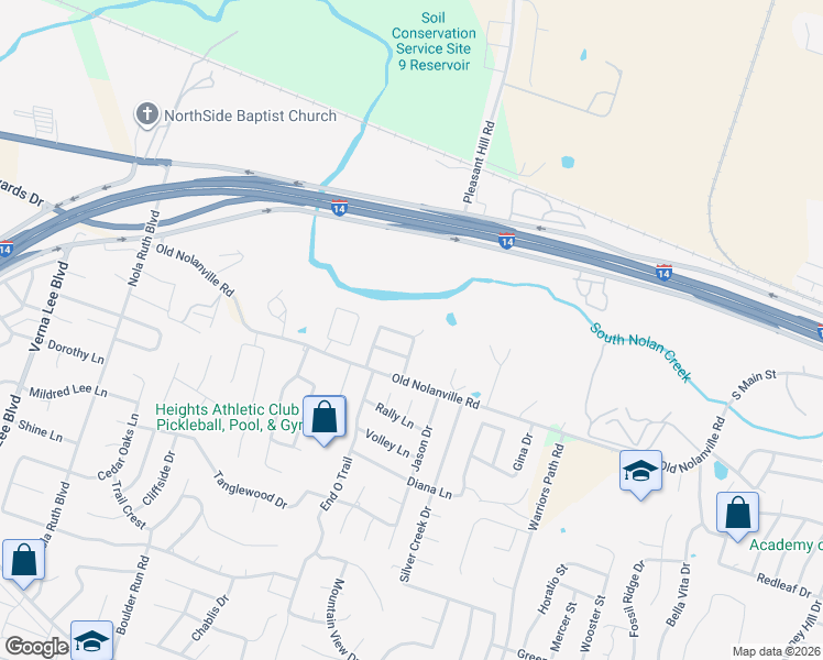map of restaurants, bars, coffee shops, grocery stores, and more near 118 Jordan Loop in Nolanville