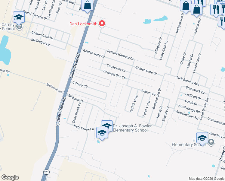 map of restaurants, bars, coffee shops, grocery stores, and more near 6507 Temora Loop in Killeen