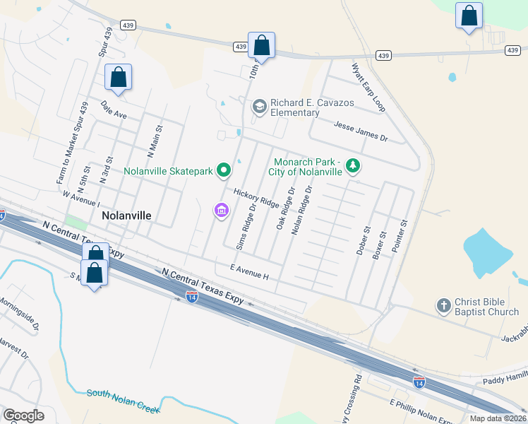 map of restaurants, bars, coffee shops, grocery stores, and more near 217 Timber Ridge Drive in Nolanville