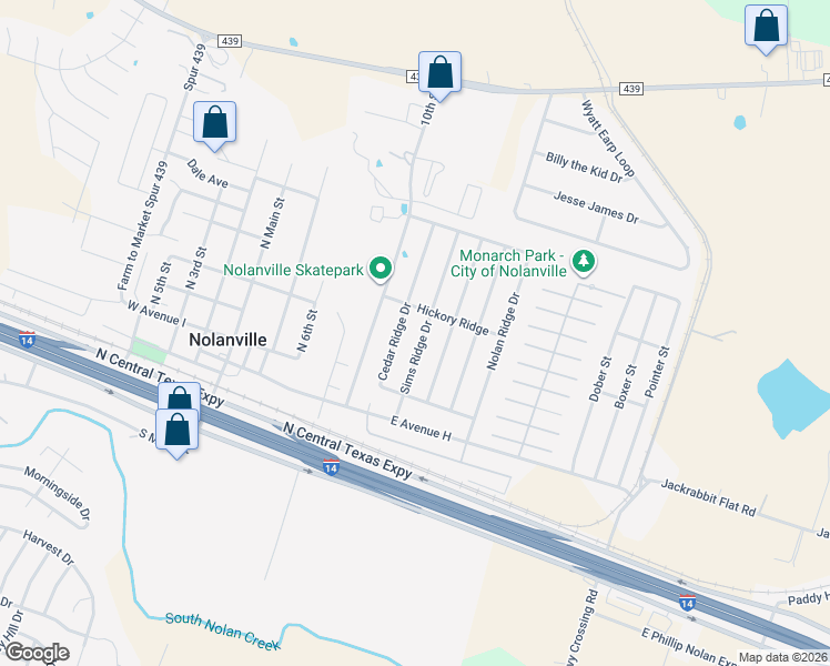 map of restaurants, bars, coffee shops, grocery stores, and more near 212 Cedar Ridge Drive in Nolanville