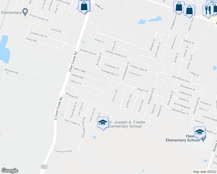 map of restaurants, bars, coffee shops, grocery stores, and more near 6507 Temora Loop in Killeen