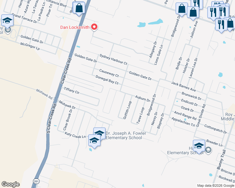 map of restaurants, bars, coffee shops, grocery stores, and more near 6710 Griffith Loop in Killeen