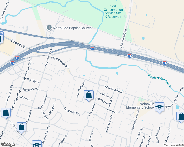 map of restaurants, bars, coffee shops, grocery stores, and more near 107 Gehler Circle in Nolanville