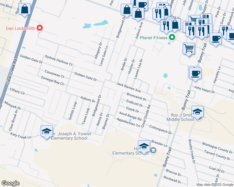 map of restaurants, bars, coffee shops, grocery stores, and more near 4110 Jack Barnes Avenue in Killeen