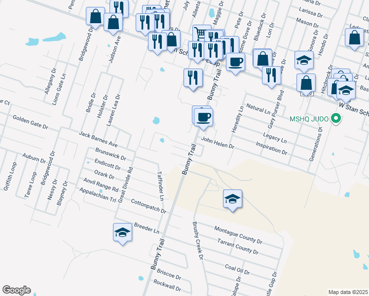 map of restaurants, bars, coffee shops, grocery stores, and more near 5505 Bunny Trail in Killeen