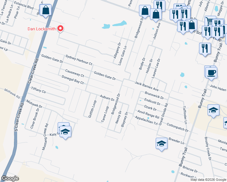 map of restaurants, bars, coffee shops, grocery stores, and more near 4413 Donegal Bay Court in Killeen