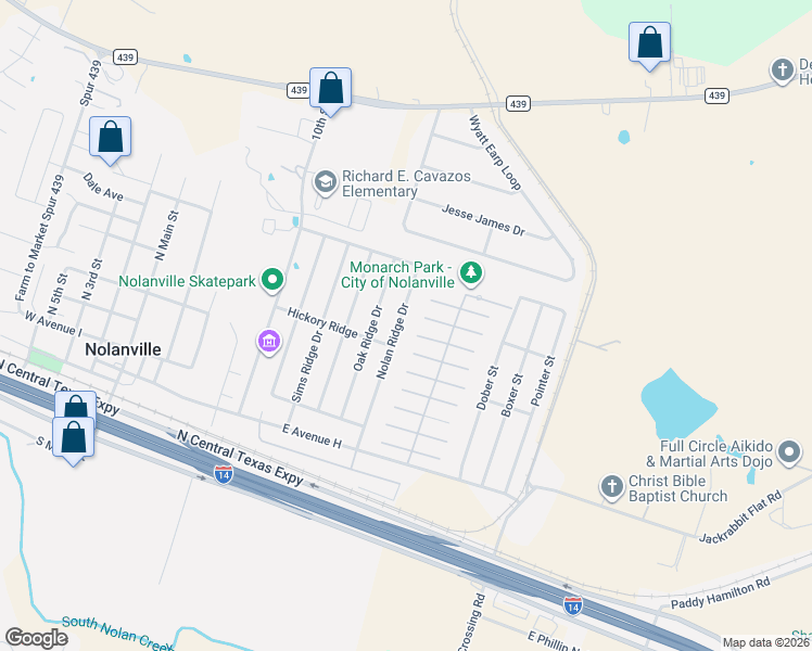 map of restaurants, bars, coffee shops, grocery stores, and more near 311 Nolan Ridge Drive in Nolanville