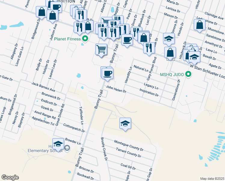 map of restaurants, bars, coffee shops, grocery stores, and more near 3103 Lineage Loop in Killeen
