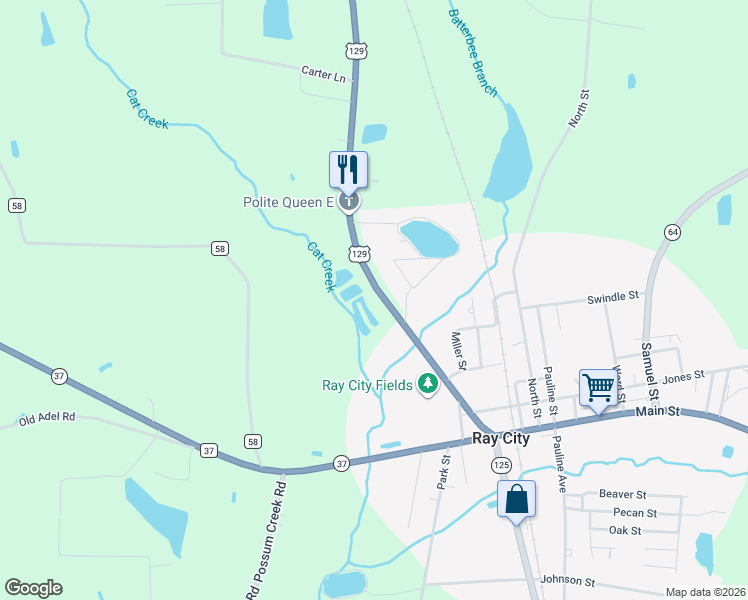 map of restaurants, bars, coffee shops, grocery stores, and more near 212 Patten Avenue in Ray City