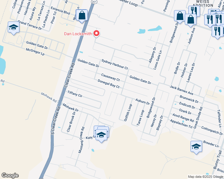 map of restaurants, bars, coffee shops, grocery stores, and more near 4905 Auburn Drive in Killeen
