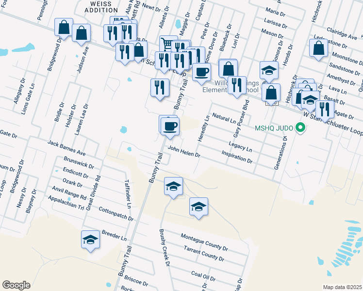 map of restaurants, bars, coffee shops, grocery stores, and more near 3011 John Helen Drive in Killeen