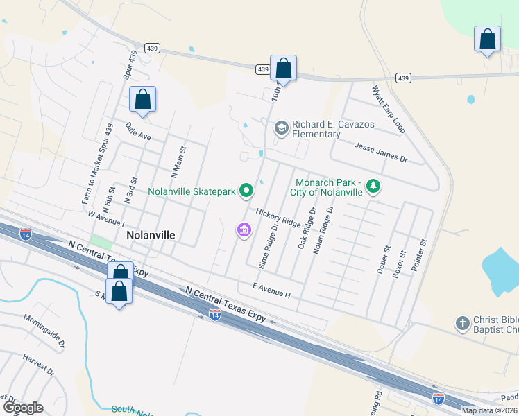 map of restaurants, bars, coffee shops, grocery stores, and more near 227 Cedar Ridge Drive in Nolanville