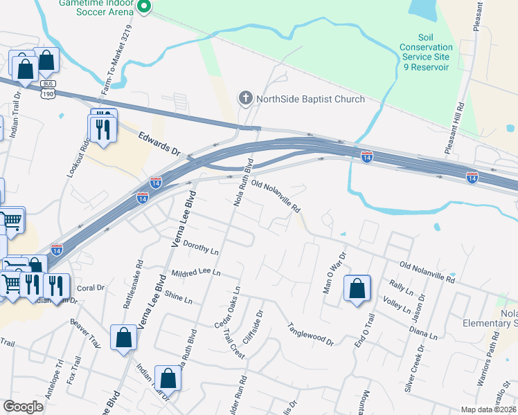 map of restaurants, bars, coffee shops, grocery stores, and more near 402 Stonewall Ridge in Harker Heights