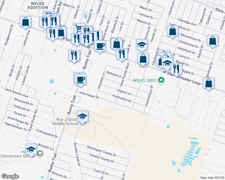 map of restaurants, bars, coffee shops, grocery stores, and more near 2807 Inspiration Drive in Killeen