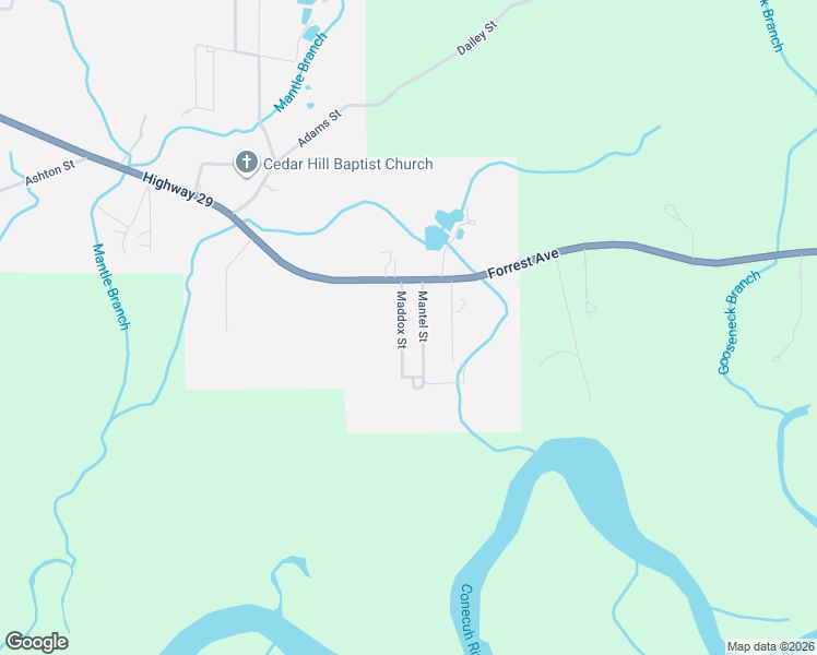 map of restaurants, bars, coffee shops, grocery stores, and more near 109 Maddox Street in Brewton