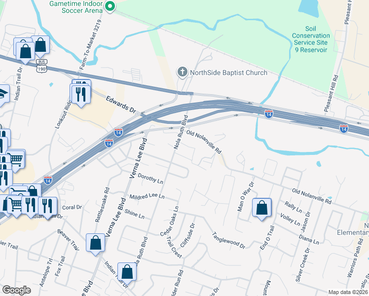 map of restaurants, bars, coffee shops, grocery stores, and more near 402 Stonewall Ridge in Harker Heights