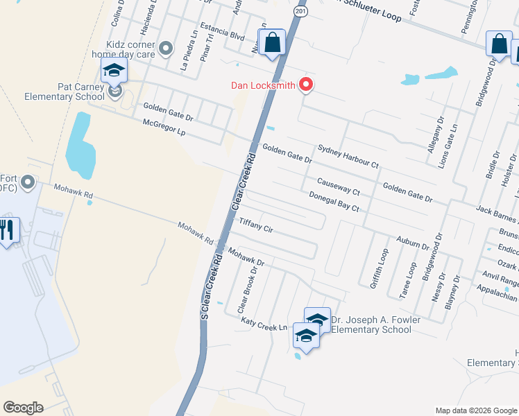 map of restaurants, bars, coffee shops, grocery stores, and more near 5318 Lance Loop in Killeen