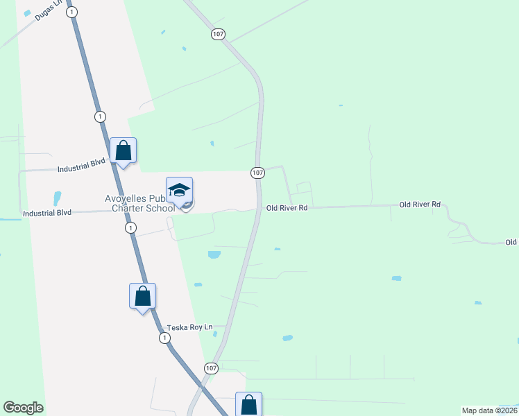 map of restaurants, bars, coffee shops, grocery stores, and more near 1047-1049 Cocoville Road in Mansura