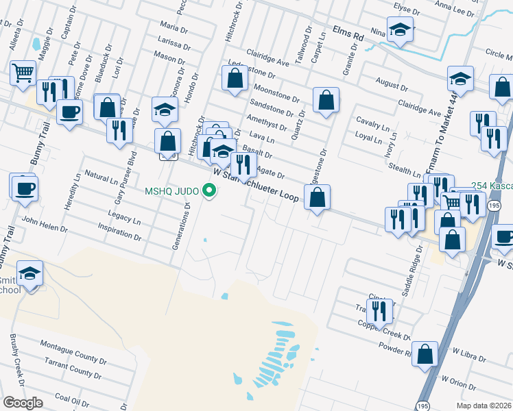 map of restaurants, bars, coffee shops, grocery stores, and more near 1806 Farm to Market Road 3470 in Killeen