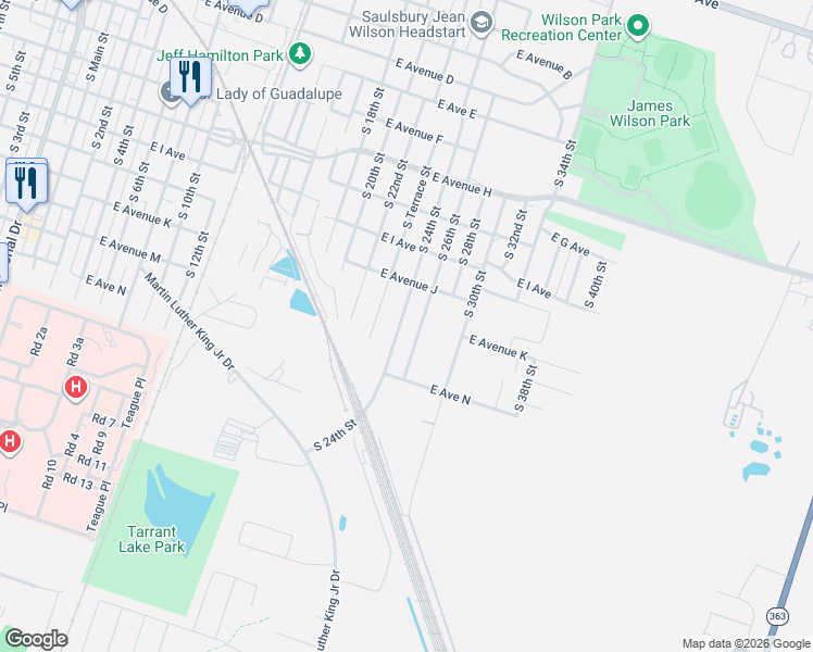 map of restaurants, bars, coffee shops, grocery stores, and more near 1014 South 24th Street in Temple