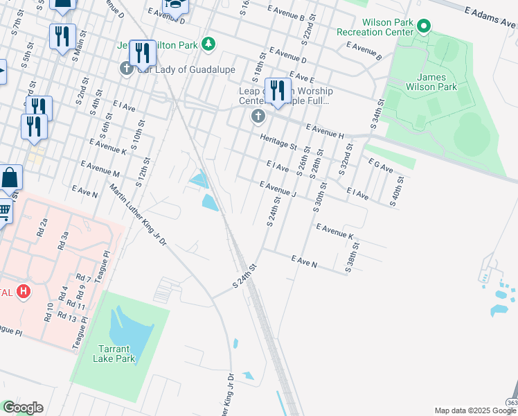 map of restaurants, bars, coffee shops, grocery stores, and more near 1014 South 24th Street in Temple