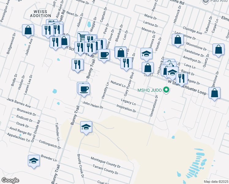 map of restaurants, bars, coffee shops, grocery stores, and more near 2902 Traditions Drive in Killeen