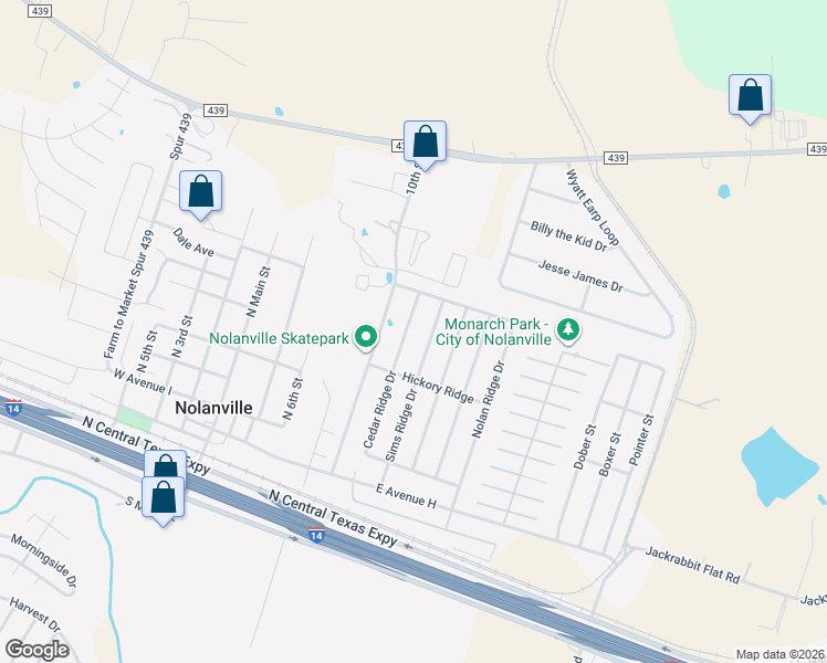 map of restaurants, bars, coffee shops, grocery stores, and more near 314 Cedar Ridge Drive in Nolanville