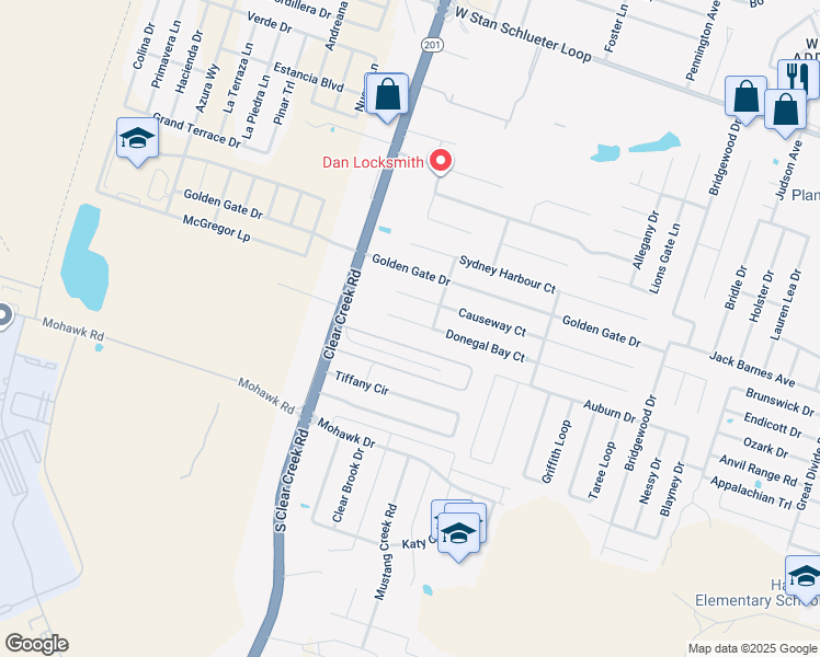 map of restaurants, bars, coffee shops, grocery stores, and more near 5306 Donegal Bay Court in Killeen