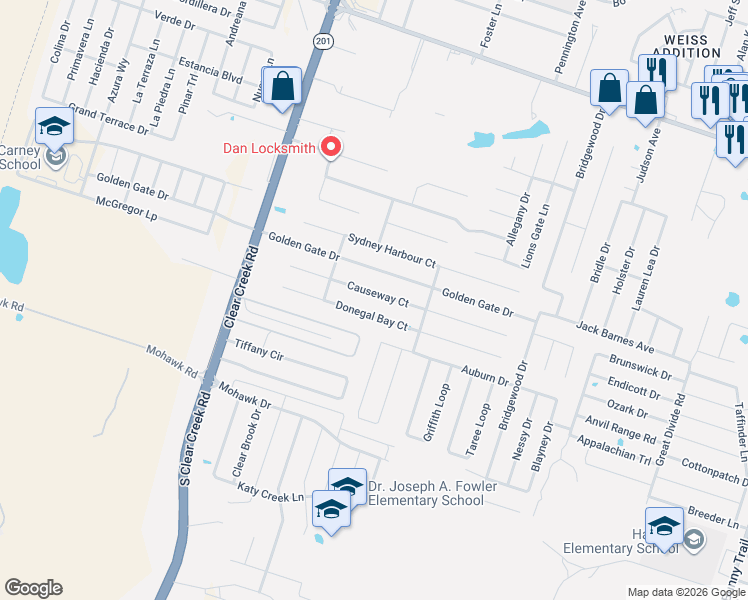 map of restaurants, bars, coffee shops, grocery stores, and more near 5006 Causeway Court in Killeen
