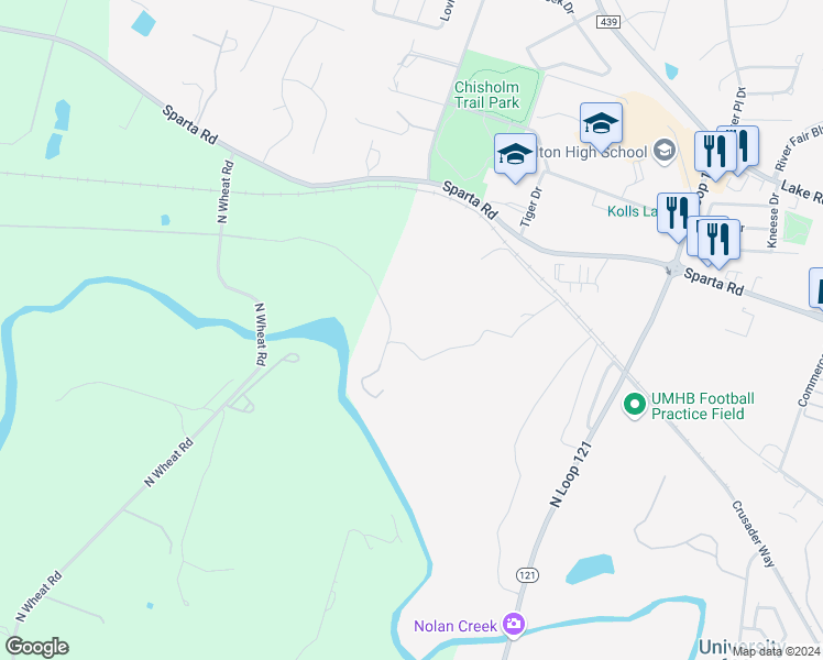 map of restaurants, bars, coffee shops, grocery stores, and more near 2103 North Wheat Road in Belton