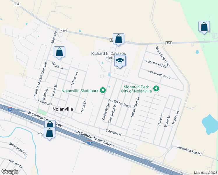 map of restaurants, bars, coffee shops, grocery stores, and more near 314 North 10th Street in Nolanville