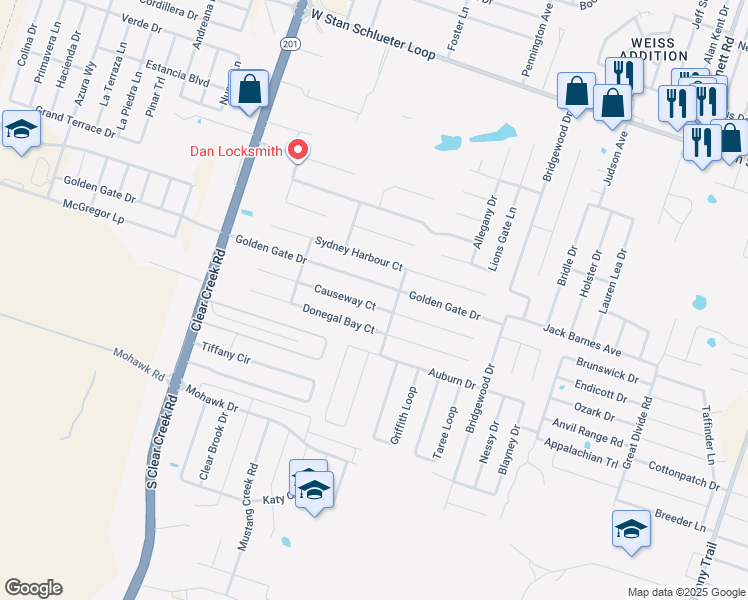 map of restaurants, bars, coffee shops, grocery stores, and more near 4901 Causeway Court in Killeen