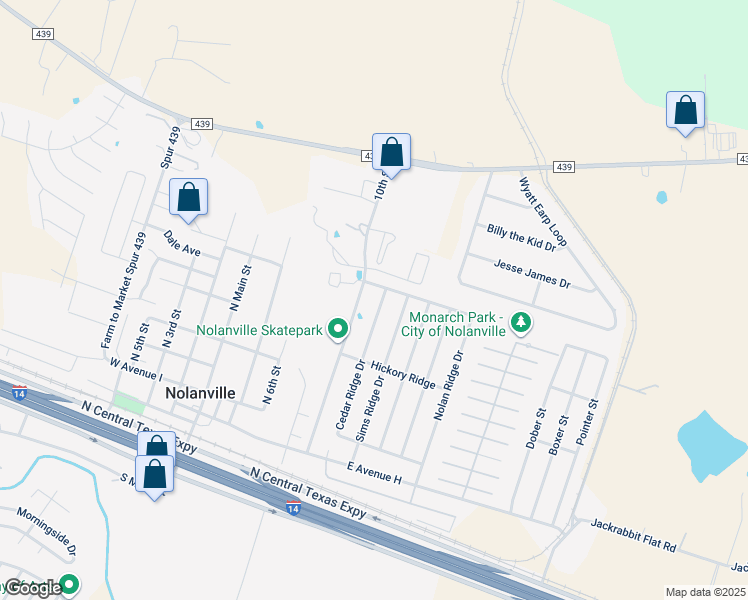 map of restaurants, bars, coffee shops, grocery stores, and more near 318 Cedar Ridge Drive in Nolanville