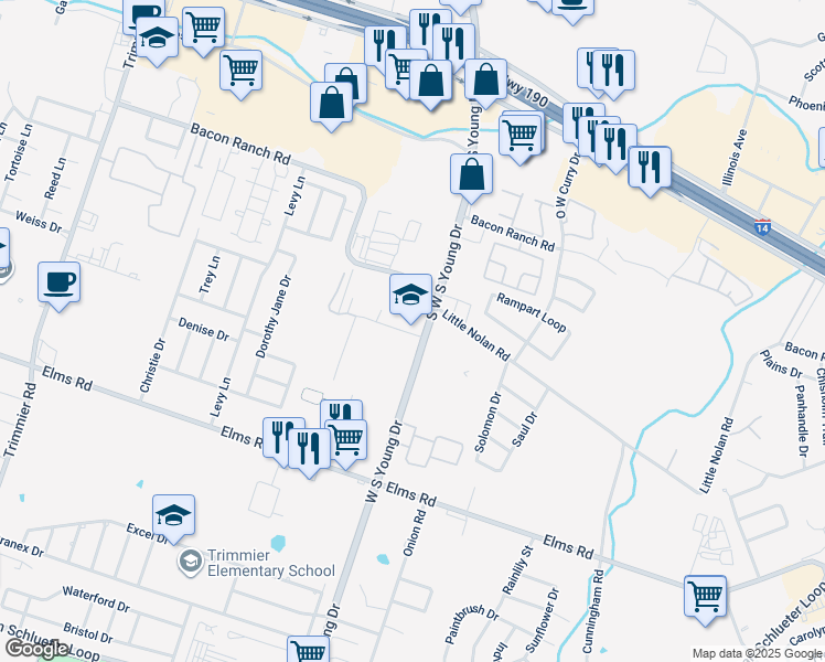 map of restaurants, bars, coffee shops, grocery stores, and more near in Killeen
