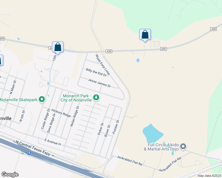 map of restaurants, bars, coffee shops, grocery stores, and more near 137 Jesse James Drive in Nolanville