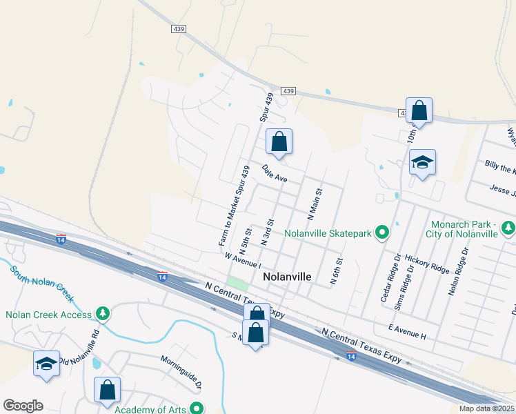 map of restaurants, bars, coffee shops, grocery stores, and more near 507 Manhatten Drive in Nolanville