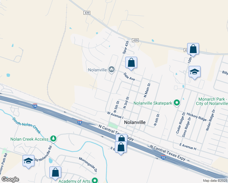 map of restaurants, bars, coffee shops, grocery stores, and more near 507 Manhatten Drive in Nolanville