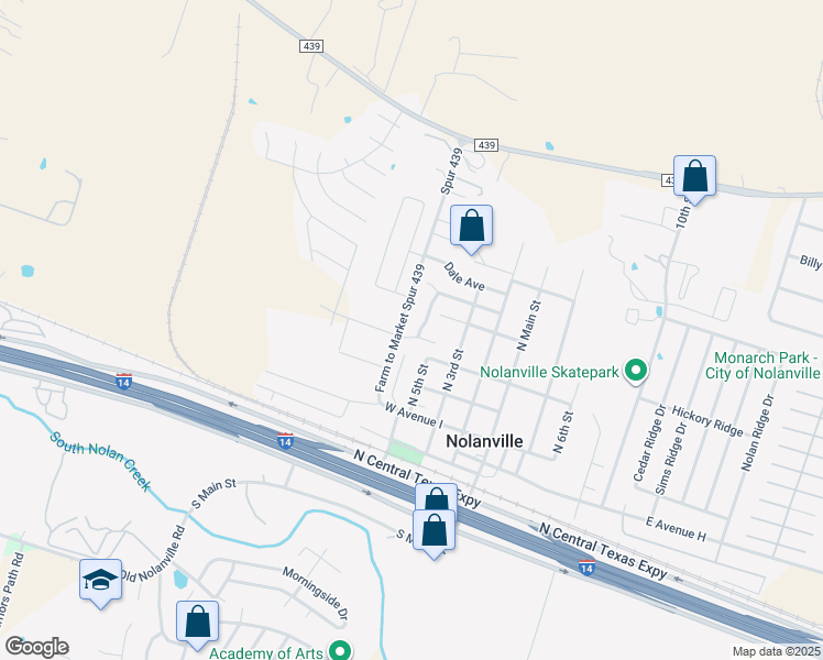 map of restaurants, bars, coffee shops, grocery stores, and more near 501 Manhattan Drive in Nolanville
