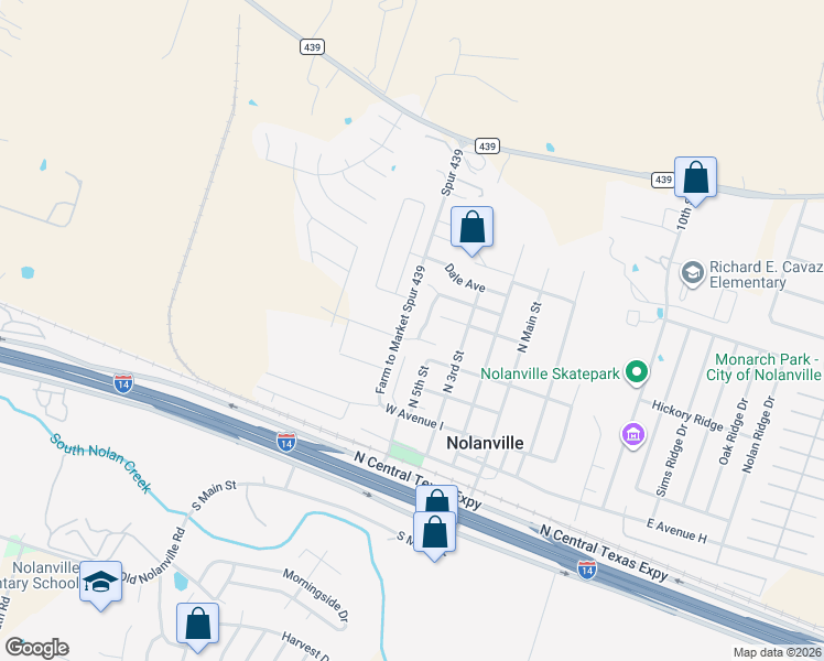 map of restaurants, bars, coffee shops, grocery stores, and more near 507 Manhatten Drive in Nolanville